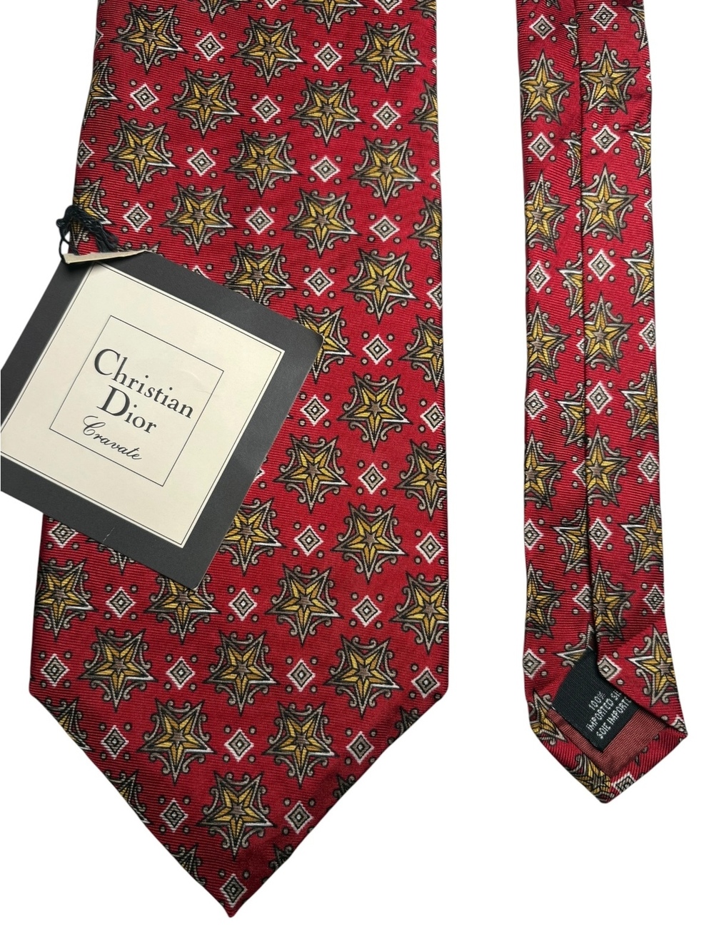 Christian Dior Cravate Silk Red Geometric New With Tags Designer Tie